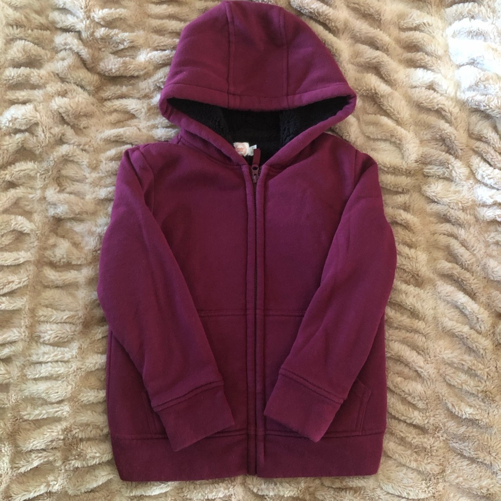 wonder nation Plum Zip Front Hooded Sweatshirt
